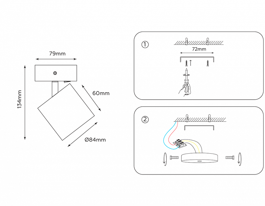 TA132 WH белый GX53 max 12W D79*134*D84